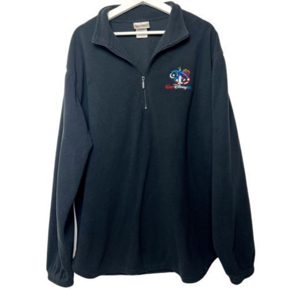 Walt Disney World Vintage Y2K Quarter Zip Fleece Patriotic America Castle Size L